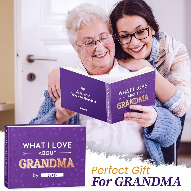 BRAVEBUG What I Love about Grandma Book - Grandma Gifts from Grandkids - Grandma Birthday Gifts, Birthday Gifts for Grandma - Grandmother Gifts, Christmas Gifts for Grandma Fill-in-the-Blank Journal Gifts - Image 2